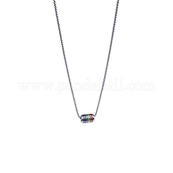 304ステンレススチール製プライドフラッグ/レインボーフラッグコラムペンダントベネチアンチェーンネックレス（男性用）  ステンレス鋼色  23.62インチ（60cm）&nbsp;WG592AE-01