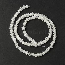 手作りミッレフィオーリガラスビーズ連売り  花  ホワイト  3.5~5.5x3.5~5.5x3mm  穴：1mm  約93個/連  14.76''（37.5センチメートル）&nbsp;LAMP-J035-4mm-77