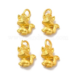 ラックメッキ合金ペンダント  カドミウムフリー＆鉛フリー  丸カン付き  キツネ  マットゴールドカラー  13x11x7mm  丸カン：6x1.1ミリ  内径：3.8mm&nbsp;PALLOY-E006-24MG