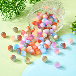 120Pcs 8 Colors Frosted & Gradient Color Opaque Resin Beads&nbsp;RESI-TA0003-85
