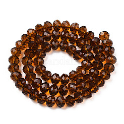 手作りガラスビーズ  ファセットロンデル  シエナ  12x8mm  穴：1mm  約72個/連&nbsp;X-G02YI064