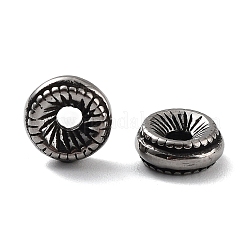 316サージカルステンレスビーズ  ロンデル  アンティークシルバー  7.5x3mm  穴：2mm&nbsp;STAS-K276-21AS