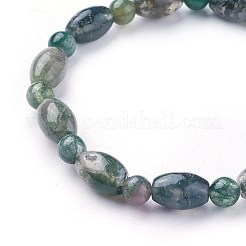 Natural Moss Agate Beads Stretch Bracelets&nbsp;BJEW-F380-03