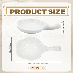 2Pcs Flower Shape Ceramics Ink Plate with Handle&nbsp;DJEW-LP0001-14