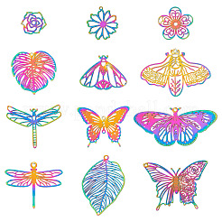 24Pcs 12 Style 201 Stainless Steel Filigree Pendants&nbsp;STAS-TA0002-25