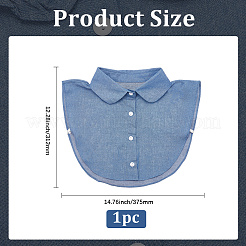 取り外し可能なコットンシャツの襟  洋服縫製アップリケエッジ  DIYアクセサリー  スチールブルー  312x375x4.5mm&nbsp;AJEW-WH20816-025B