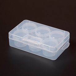 プラスチックビーズ収納ケース  フリップトップビーズ収納  取り外し可能な  6のコンパートメント  長方形  透明  15.7x9.4x4cm  コンパートメント：約4.2x3.5cm  5個/箱  4.2x2.5cm  1個/箱  6区画/ボックス&nbsp;CON-L022-06