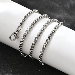 変色しない304ステンレススチールベネチアンチェーンネックレス  カニカン付き  ステンレス鋼色  19.7インチ（50cm）  2.5mm&nbsp;NJEW-F227-09P-06