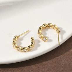 Brass Micro Pave Clear Cubic Zirconia Stud Earrings&nbsp;X-EJEW-G452-07G