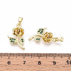 真鍮製マイクロパヴェキュービックジルコニアペンダント  花  16KGP本金メッキ  19.5x11.5x4mm  穴：3x5mm&nbsp;KK-T071-115G