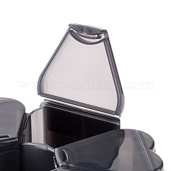 プラスチック箱  ジュエリー収納用  7のコンパートメント  花  ブラック  12.2x12.4x2.4cm&nbsp;CON-P019-04A