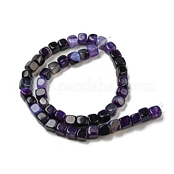 天然石瑪瑙ビーズ連売り  染め＆加熱  キューブ  青紫色  5~8x4~8x4~6mm  穴：1.2mm  約50個/連  14.76インチ（37.5cm）&nbsp;G-N326-99G