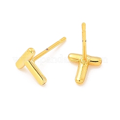 真鍮製の中空イニシャルスタッドピアス  女性用バルーンバブルレターイヤリング  18KGP本金メッキ  鉛フリー＆カドミウムフリー  文字.t  7x6.5x1.5mm  ピン：0.8mm&nbsp;EJEW-A044-01G-T