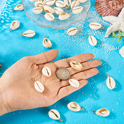 60Pcs 2 Colors Natural Cowrie Shell Pendants&nbsp;PALLOY-TA00305
