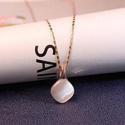 Rhombus Alloy Cat Eye Pendant Necklaces & Stud Earrings Sets for Women&nbsp;FS-WGD2AB8-01