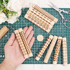 10Pcs 10 Styles Wooden Handle Clay Texture Roller&nbsp;TOOL-ME0001-12
