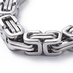 Tarnish Resistant Unisex 201 Stainless Steel Byzantine Chain Bracelets&nbsp;BJEW-L637-34C-P