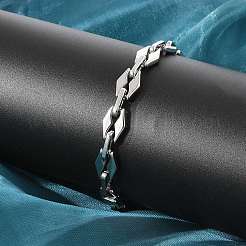 304 Stainless Steel Rhombus Link Chain Bracelets for Women Men&nbsp;BJEW-F488-66P
