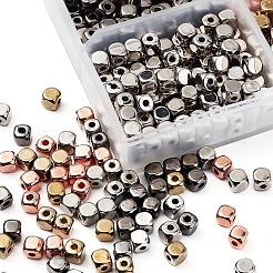 600個4スタイルccbプラスチックビーズ  キューブ  ミックスカラー  4x4x4mm  穴：1mm  150個/スタイル&nbsp;CCB-YW0001-05