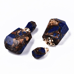 Assembled Synthetic Bronzite and Lapis Lazuli Openable Perfume Bottle Pendants&nbsp;G-S366-059A