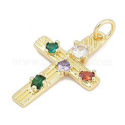 Brass Micro Pave Clear Cubic Zirconia Pendants&nbsp;KK-G522-51G-04