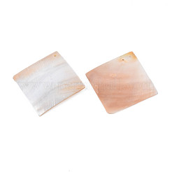 天然淡水シェルの大きなペンダント  菱形  53~56x55~56x1.5~8.5mm  穴：2mm&nbsp;SHEL-N026-177