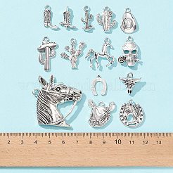58pcs14スタイルチベットスタイルアロイペンダント  カウボーイブーツとサボテンと蹄鉄  アンティークシルバー  15.5~44x11.5~40x2.5~7.5mm  穴：1~2.5mm&nbsp;TIBE-FS0001-04