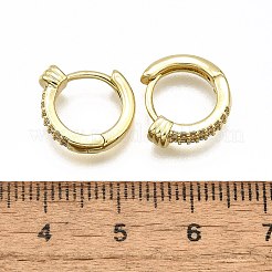 ブラスマイクロパヴェクリアキュービックジルコニアフープピアス  長持ちメッキ  鉛フリー＆カドミウムフリー  18KGP本金メッキ  12x13x4mm&nbsp;EJEW-H157-08G