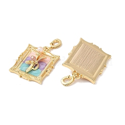 Brass Random Color Glass Pendants&nbsp;KK-Q030-05A-G