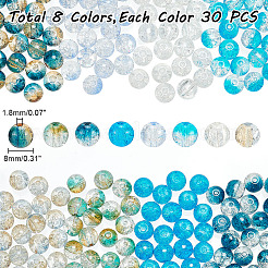 240Pcs 8 Style Crackle Transparent Glass Beads&nbsp;CCG-GO0001-01