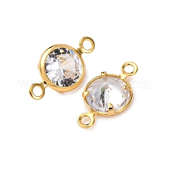 Brass Pave Clear Cubic Zirconia Connector Charms&nbsp;KK-Z121-06G-05