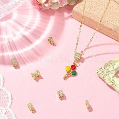 7個 7スタイル 真鍮マイクロパヴェキュービックジルコニアチューブベイル  ゴールドカラー  8~10x7~10x3~10mm  1個/スタイル&nbsp;KK-CJ0004-47G