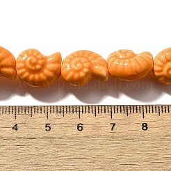 釉薬をかけた磁器ビーズの連  光沢のあるセラミックビーズ  巻き貝  オレンジ  14.5~15x12.5x9mm  穴：2mm  約25個/連  35.9~36cm&nbsp;X-PORC-I028-02E