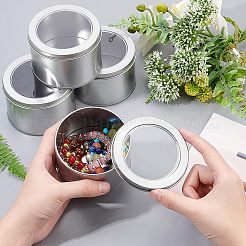 鉄のつや消し貯蔵瓶  PVCクリアウィンドウ付き  キャンドル用シリンダー密封缶  コラム  マットシルバーカラー  90x60mm  内径：82mm  クリアウィンドウ：68mm&nbsp;CON-OC0001-04MS