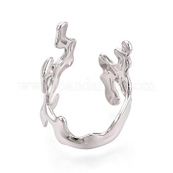 女性用304ステンレススチールカフオープンリング  サンゴ  ステンレス鋼色  usサイズ8 1/2(18.5mm)&nbsp;RJEW-N052-21P