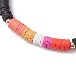 ポリマー粘土と真鍮ビーズのストレッチブレスレット5個  ミックスカラー  1/4インチ（0.6cm）  内径：2-1/2インチ（6.25cm）  5個/セット&nbsp;BJEW-JB11495