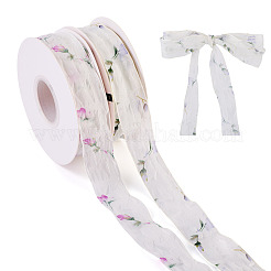 2 Rolls 2 Colors Flower Pattern Polyester Ribbon&nbsp;OCOR-TA0003-36