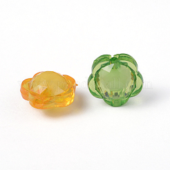 混合色透明多面カット花のアクリルビーズ  二層ビーズ  12x13x8mm  穴：2mm&nbsp;X-TACR-S104-M