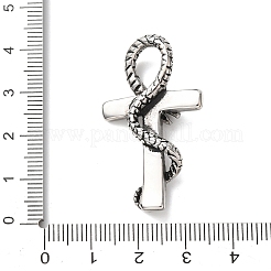 エジプト製304ステンレススチールペンダント  アンク スネーク クロス チャーム  アンティークシルバー  40x23x8mm  穴：9.5x7mm&nbsp;STAS-P443-03AS
