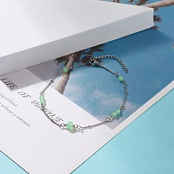 Natural Dyed White Jade & Malaysia Jade Anklets for Women&nbsp;AJEW-AN00476-05
