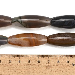 天然石瑪瑙ビーズ連売り  ライス  40.5~41.5x14~14.5mm  穴：1.2mm  約9個/連  15.20''~15.55''（38.6~39.5センチメートル）&nbsp;G-L654-G20-01D