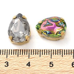 縫い付けラインストーン  ガラスクリスタルラインストーンマルチ連リンク  真鍮製爪付き台座付き  衣料品アクセサリー  多面カット  ティアドロップ  ミックスカラー  ゴールドカラー  14x10x6.5mm  穴：1.2mm&nbsp;EGLA-F161-07G-01