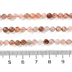 天然ブラックゴールドルチルクォーツチップビーズ連売り  多面カット  ラウンド  4.3x4.4x4.3mm  穴：0.7mm  約93個/連  14.96