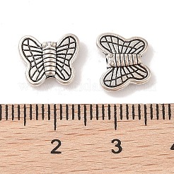 チベット風合金ビーズ  カドミウムフリー＆鉛フリー  蝶  アンティークシルバー  8x10x3mm  穴：1mm&nbsp;PALLOY-B0041-AS-FF