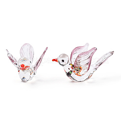 手作りランプワーク家の装飾  ギフト用の3D鳥の装飾品.  透明  66~75x47.5~51x38~44.5mm&nbsp;LAMP-T011-61