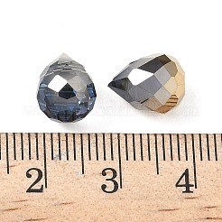 電気メッキガラスビーズ  多面カット  ティアドロップチャーム  トップ掘削  グレー  11x8mm  穴：1.2mm&nbsp;LS-GLAA-K062-01A-FR10