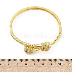 Brass Micro Pave Clear Cubic Zirconia Hinged Bangles&nbsp;BJEW-S168-03G