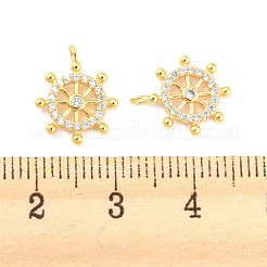925スターリングシルバーマイクロ舗装キュービックジルコニアチャーム  舵  18KGP本金メッキ  13.5x10.5x1.5mm  穴：1.2mm&nbsp;STER-Q190-04G
