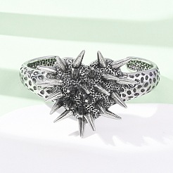 316サージカルステンレススチールカフバングル  スパイク  アンティークシルバー  内径：2.52インチ（6.4cm）&nbsp;BJEW-C142-01A-AS