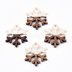 Christmas Theme Opaque Resin & Walnut Wood Pendants&nbsp;RESI-N025-033-B05